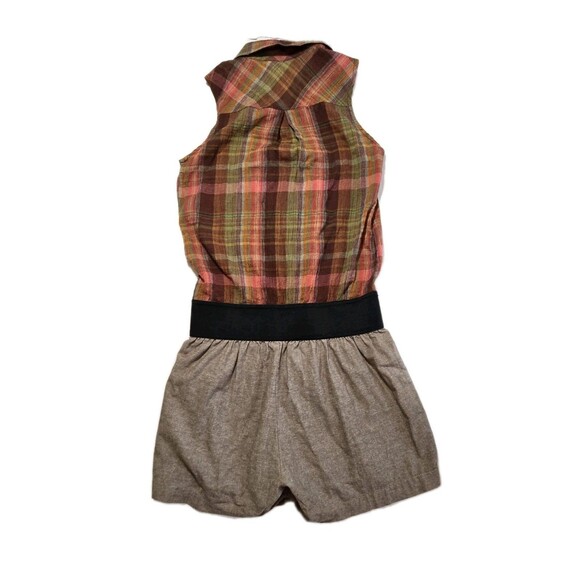 VTG Y2K Plaid Sleeveless Romper Drop Waist Shirt Dress Style Indie Grunge 2000s - Picture 4 of 13